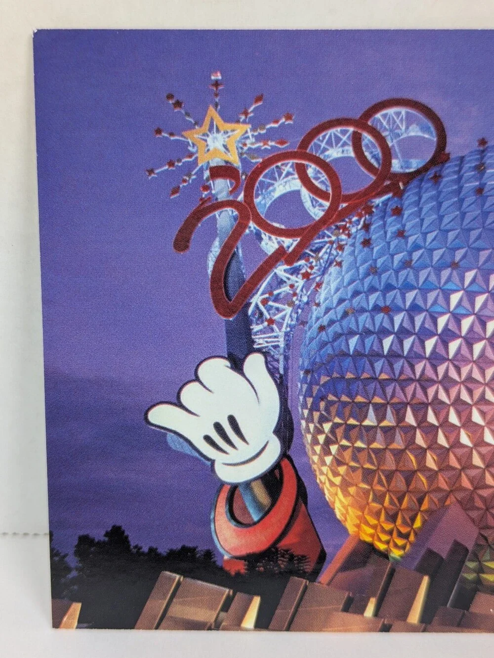Vintage Disney Postcard Epcot Millennium 2000 Mickey Mouse Spaceship Earth